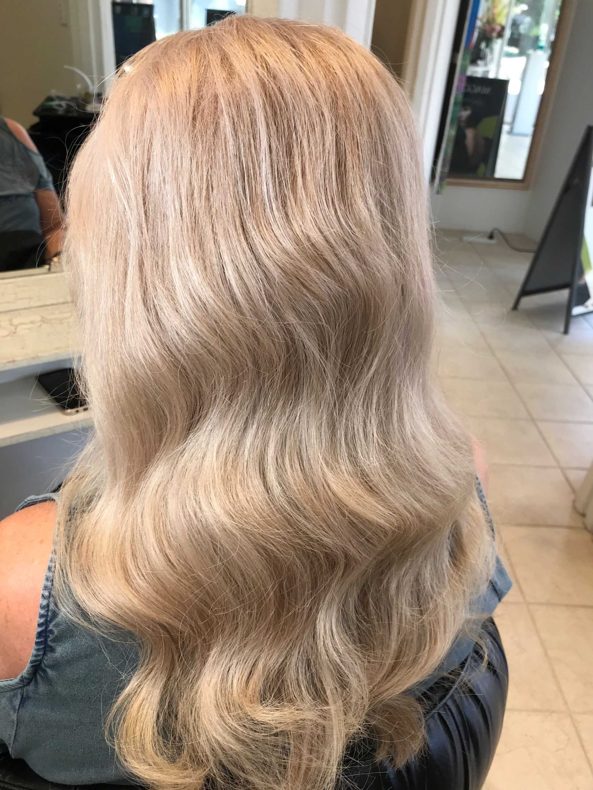 soft grey blending blonde hair natural finish tweed heads salon
